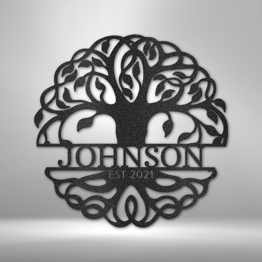 Fancy Tree of Life Monogram - Steel Sign